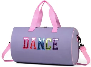 Dance Duffle Bag for Girls, Kids Toy Storage Bag,Weekend Bag,Overnight Bag,Gymnastics bag 17"Lx9"Wx9"H, Light purple, Cute