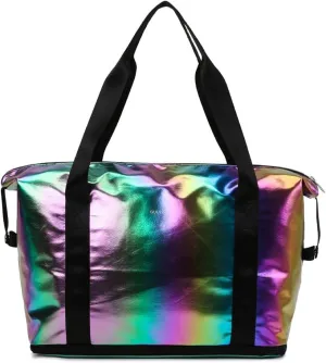 Dazzling Foldable Gym Bag for Women,Sports Travel Duffel Bag, Weekender Overnight Bag with Wet Pocket and Shoes Compartment for Women, Travel,Workout,Gym, Yoga G04 (Black)