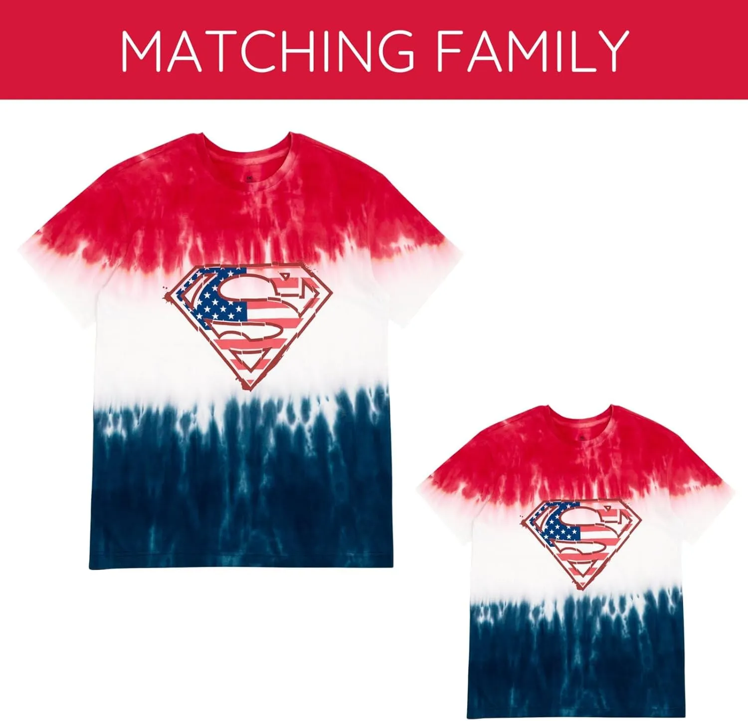 DC Comics Justice League Superman July 4th Matching Family T-Shirt Toddler to Adult Sizes (2T - 2XL)