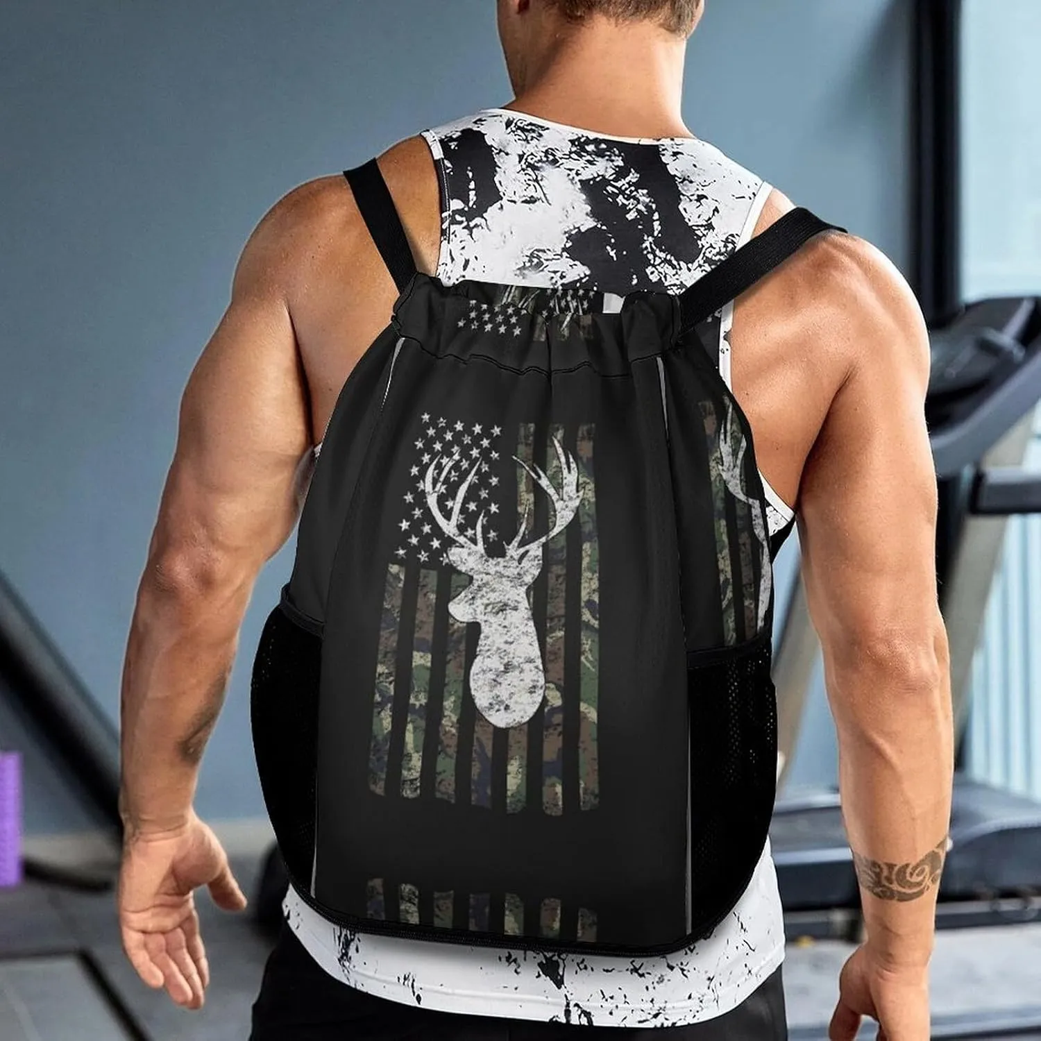 Deer Camo Camouflage American Flag Sports Bundle Pocket with Dry Wet Separation Unisex