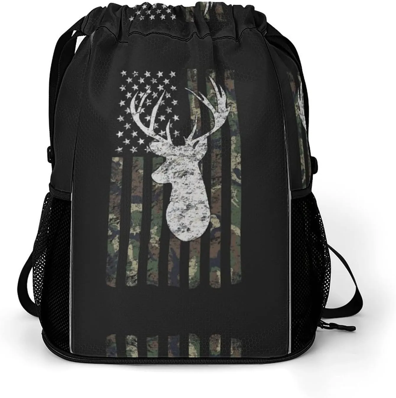 Deer Camo Camouflage American Flag Sports Bundle Pocket with Dry Wet Separation Unisex