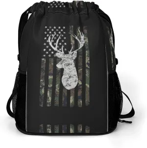 Deer Camo Camouflage American Flag Sports Bundle Pocket with Dry Wet Separation Unisex