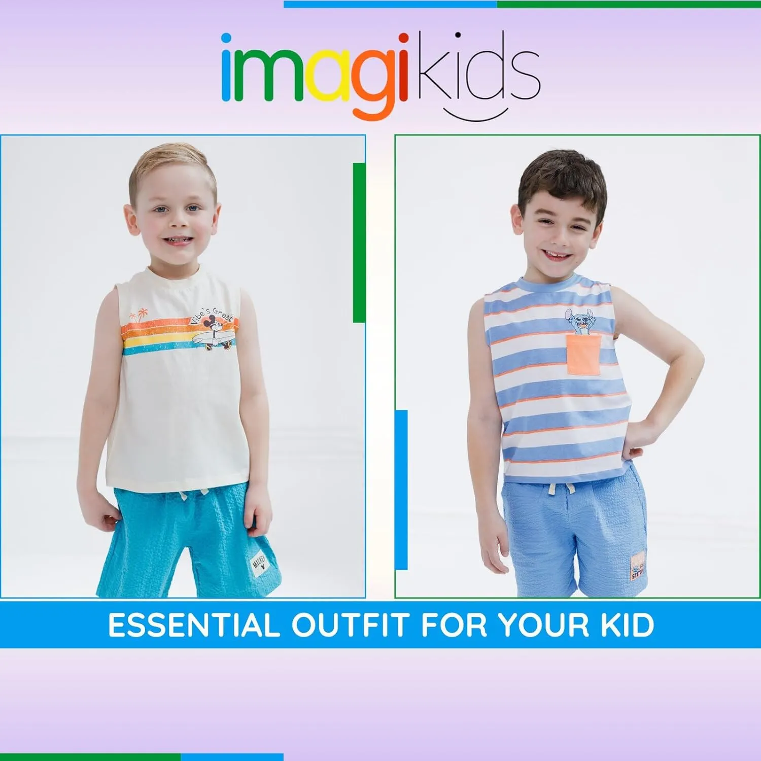 Disney Junior Tank Top and Shorts Outfit Set Infant to Big Kid Sizes (18 Months - 14-16)
