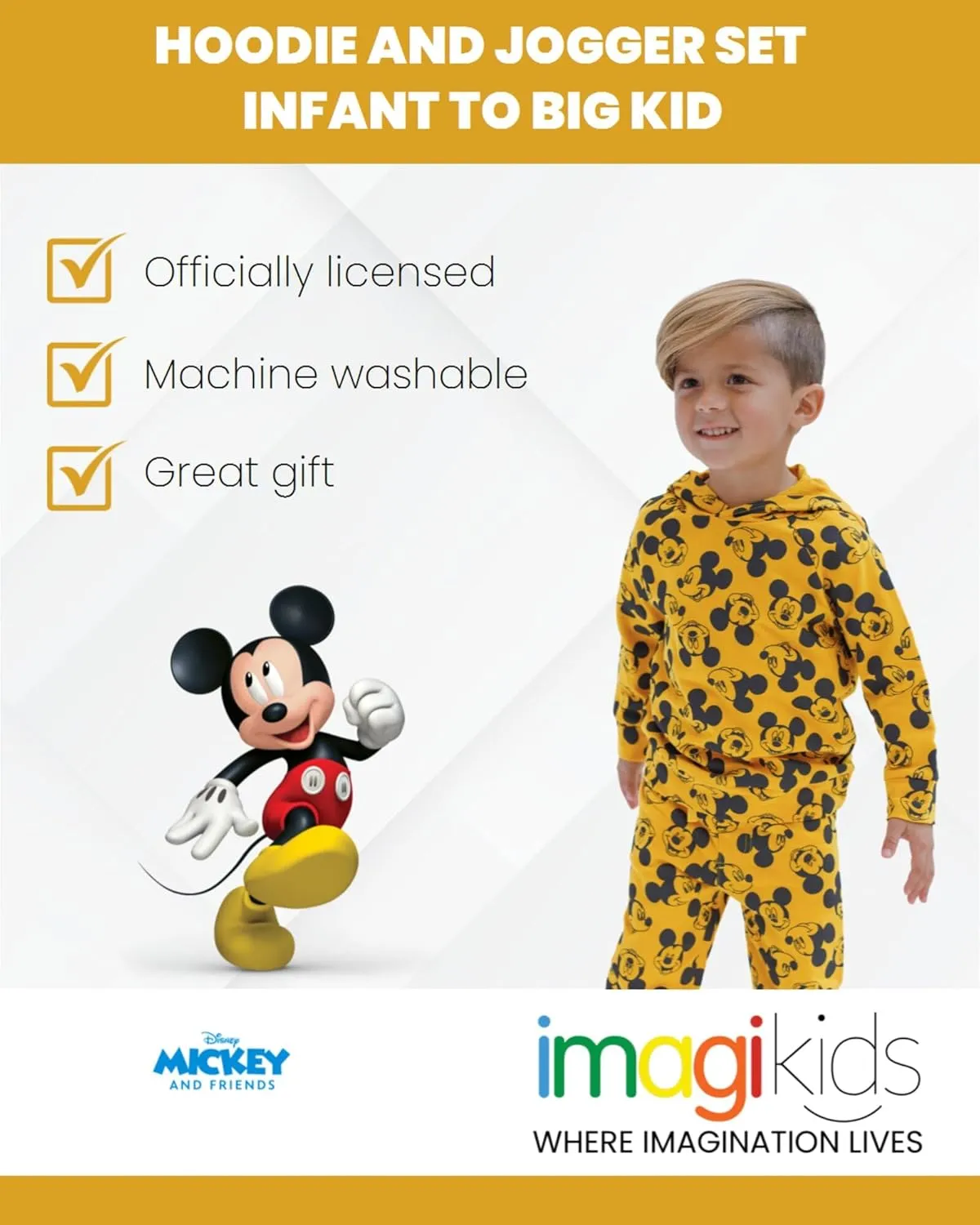 Disney Mickey Mouse Donald Duck Goofy Pluto French Terry Pullover Hoodie and Set Infant to Big Kid