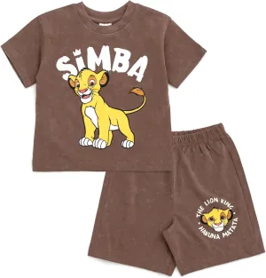 Disney Mickey Mouse Lion King Toy Story Cars French Terry T-Shirt & Shorts Set Infant to Big Kid Sizes (12 Months - 10-12)