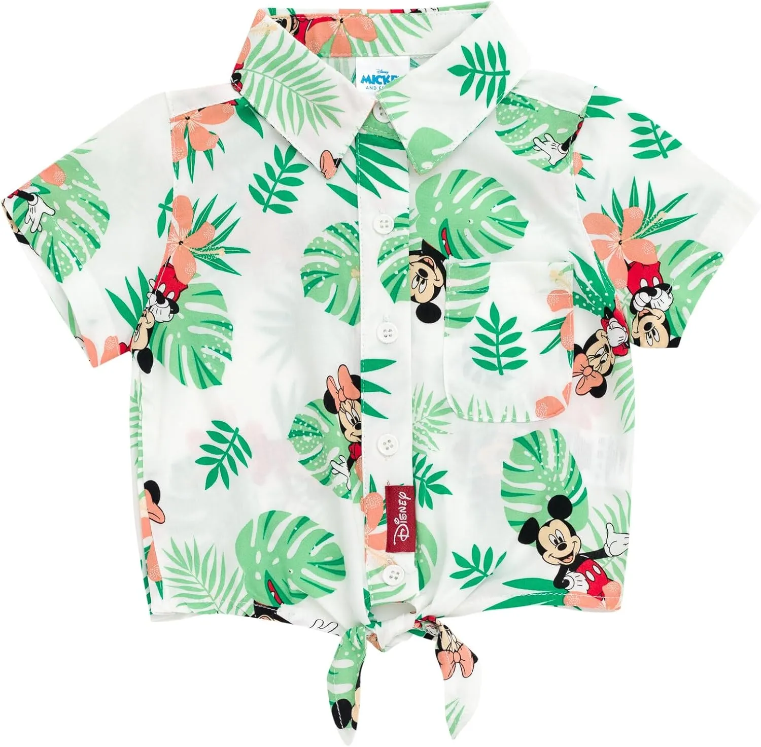Disney Mickey Mouse Minnie Mouse Hawaiian Matching Family Hawaiian Button Down Shirt Adult