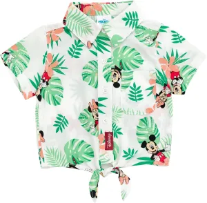 Disney Mickey Mouse Minnie Mouse Hawaiian Matching Family Hawaiian Button Down Shirt Adult