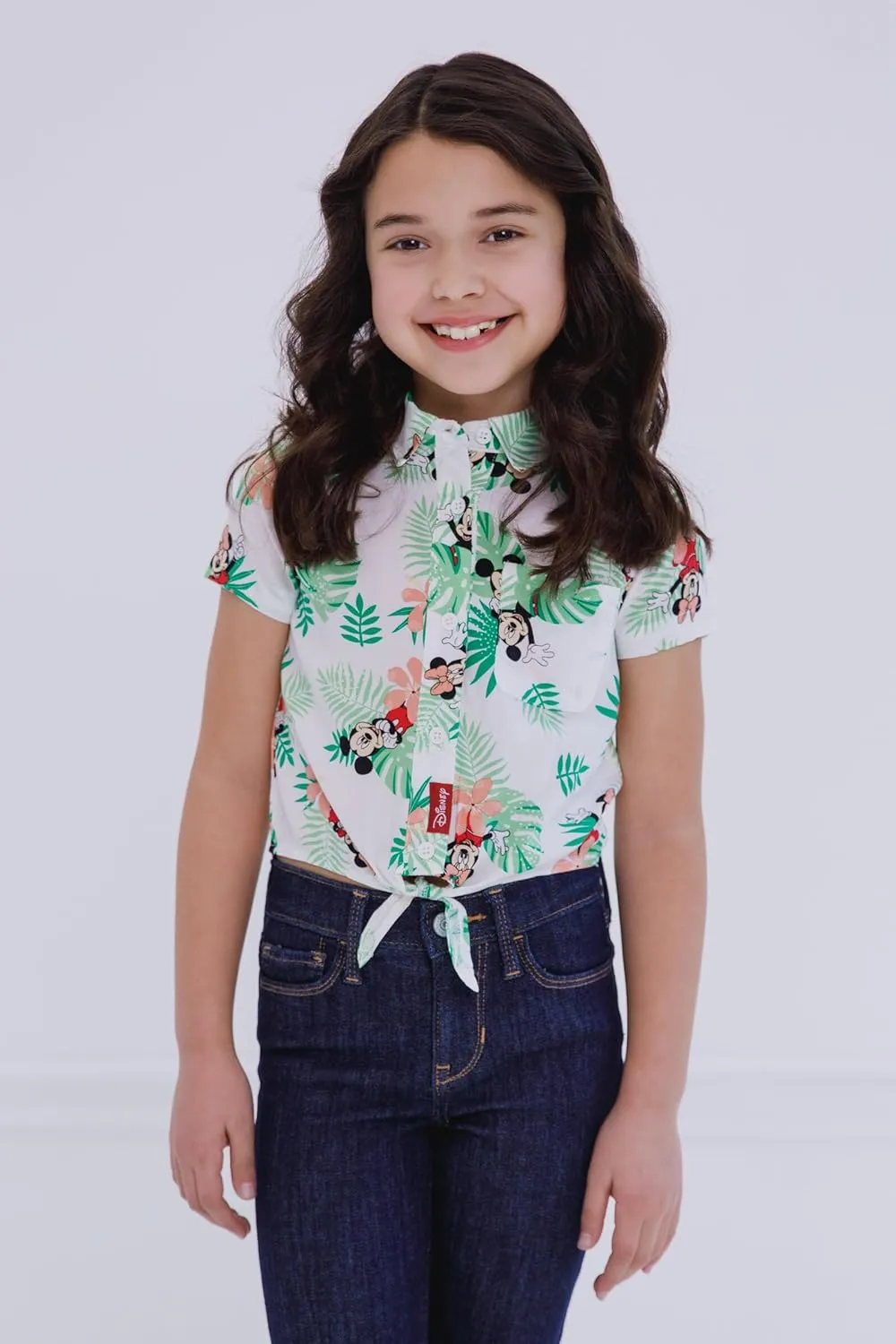 Disney Mickey Mouse Minnie Mouse Hawaiian Matching Family Hawaiian Button Down Shirt Adult