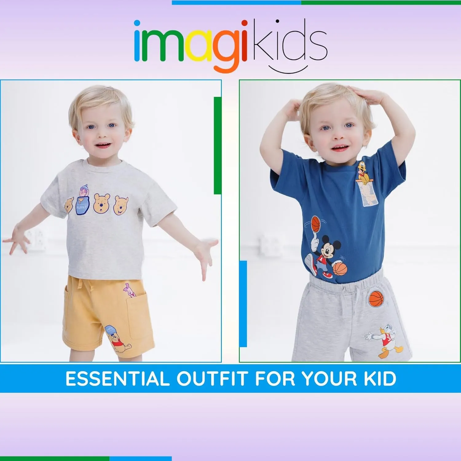 Disney T-Shirt and Shorts Outfit Set Newborn to Little Kid Sizes (0-3 Months - 5)