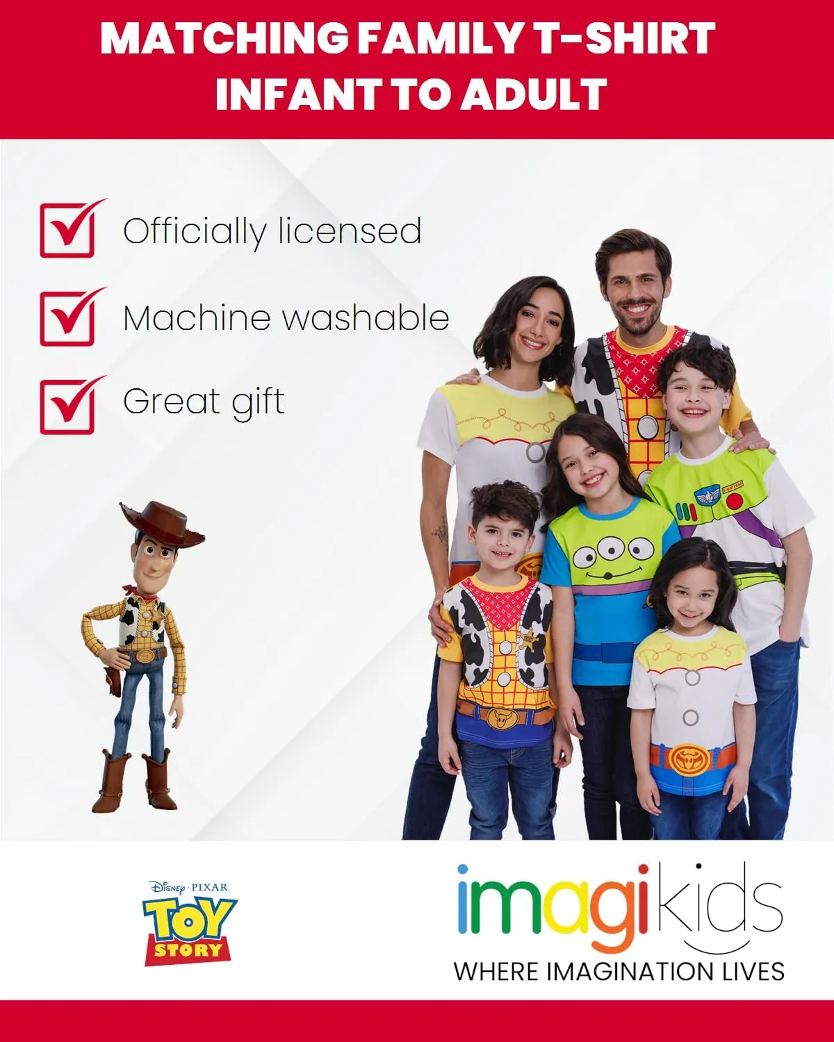 Disney Toy Story Matching Family Cosplay T-Shirt Infant to Adult Sizes (12 Months - 2XL)