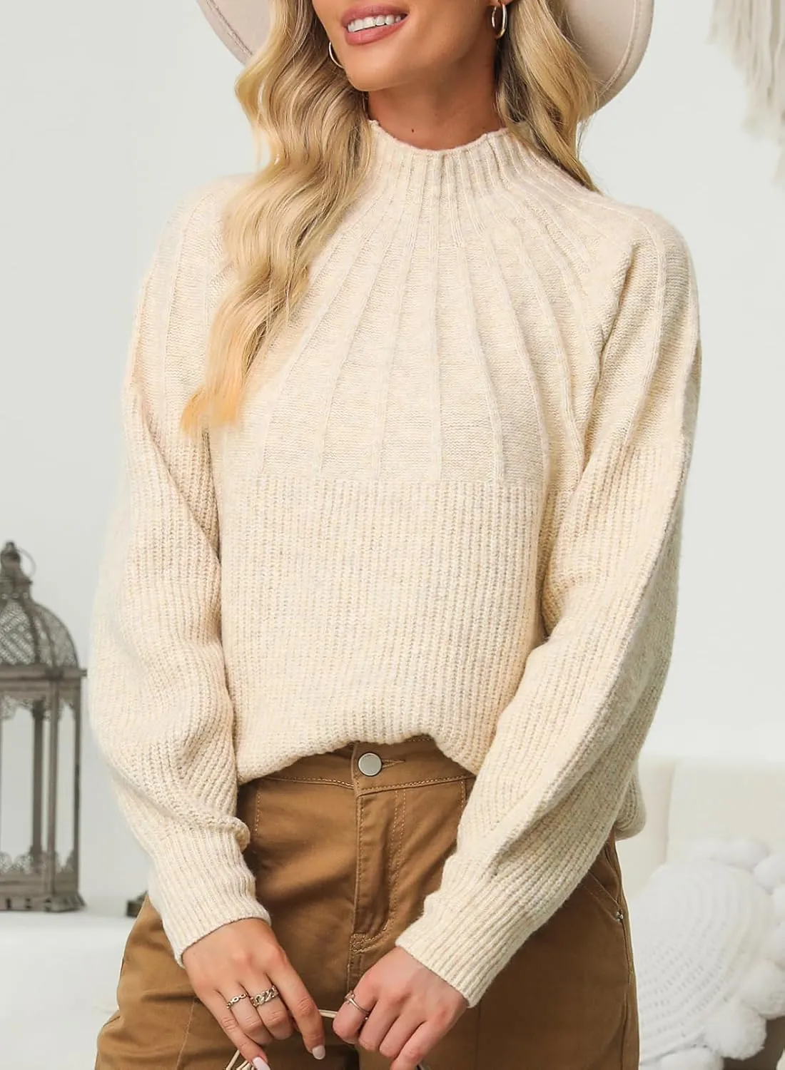 Dokotoo 2024 Winter Fall Turtleneck Sweater High Neck Long Sleeve Oversized Sweaters Pullover Outerwear