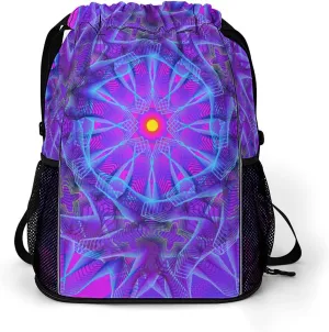 Drawstring Backpack Bag Sackpack Gym Bag Sport Beach Daypack Compatible with Framed Psychedelic Object for Men Women Cycling Hiking Team Training
