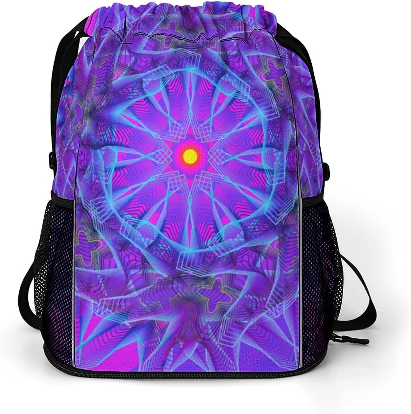 Drawstring Backpack Bag Sackpack Gym Bag Sport Beach Daypack Compatible with Framed Psychedelic Object for Men Women Cycling Hiking Team Training