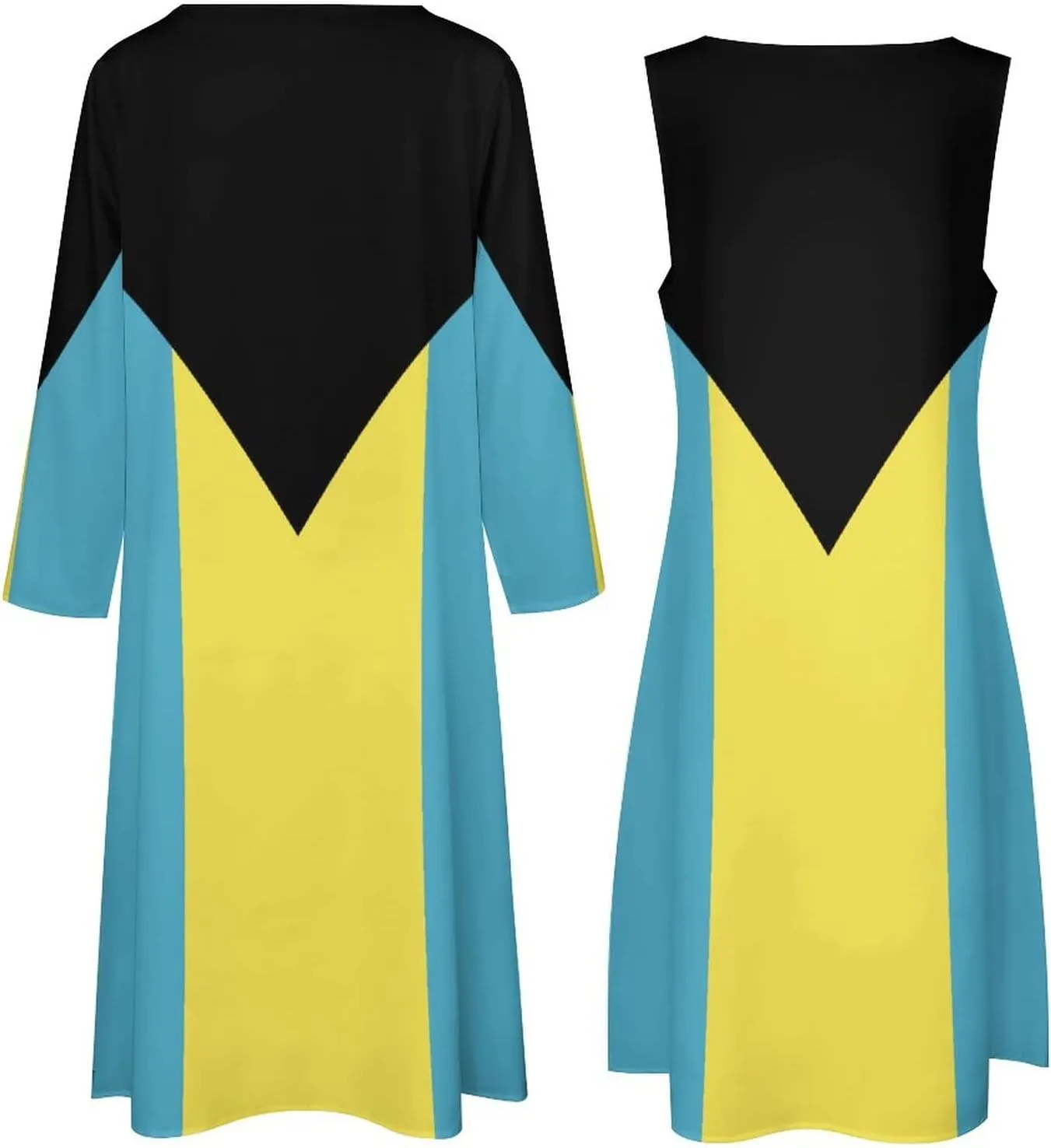 Dress Suit Skirts for Womens Summer Top Bahamas Flag Casual V Neck Shift Dress L