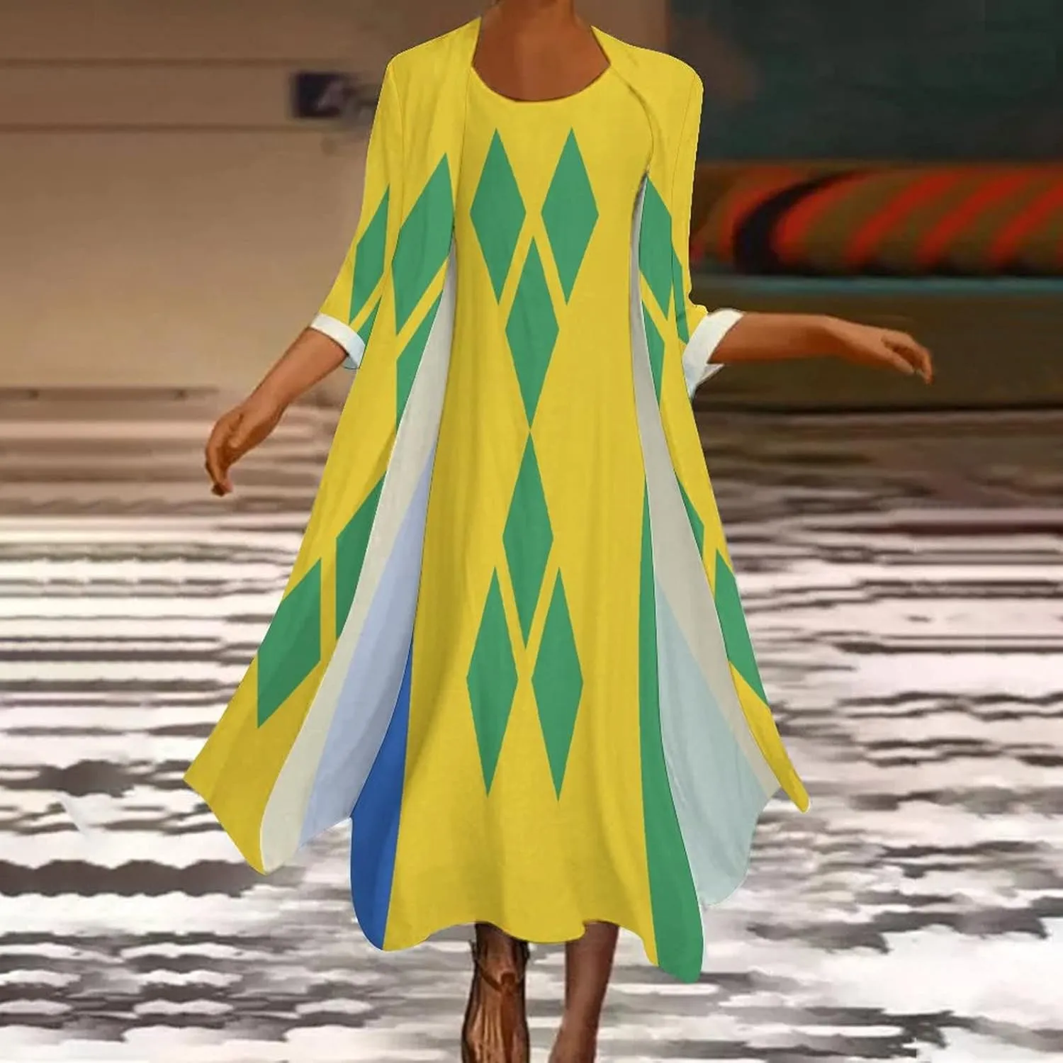 Dress Suit Skirts for Womens Summer Top Saint Vincent and The Grenadines Flag Casual V Neck Shift Dress XL