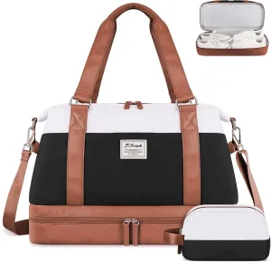 ETRONIK Lagre Travel Duffel Bag, Gym Bag for Women with Shoes Compartment & Wet Pocket, Carry On Weekender Bag with Toiletry Bag, Overnight Bag for Hospital, Yoga, Sports