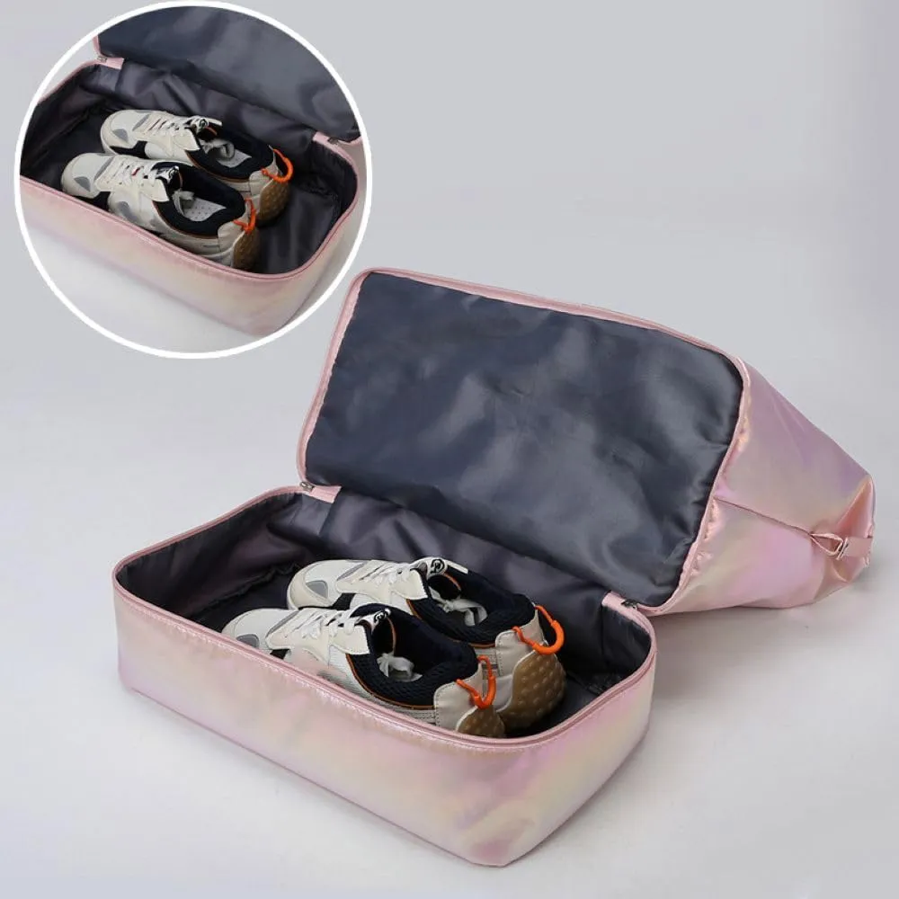 Foldable Gym Bag for Women,Sports Travel Duffel Bag, Weekender Overnight Bag with Wet Pocket and Shoes Compartment for Women, Travel,Workout,Gym, Yoga G74 (Pink)