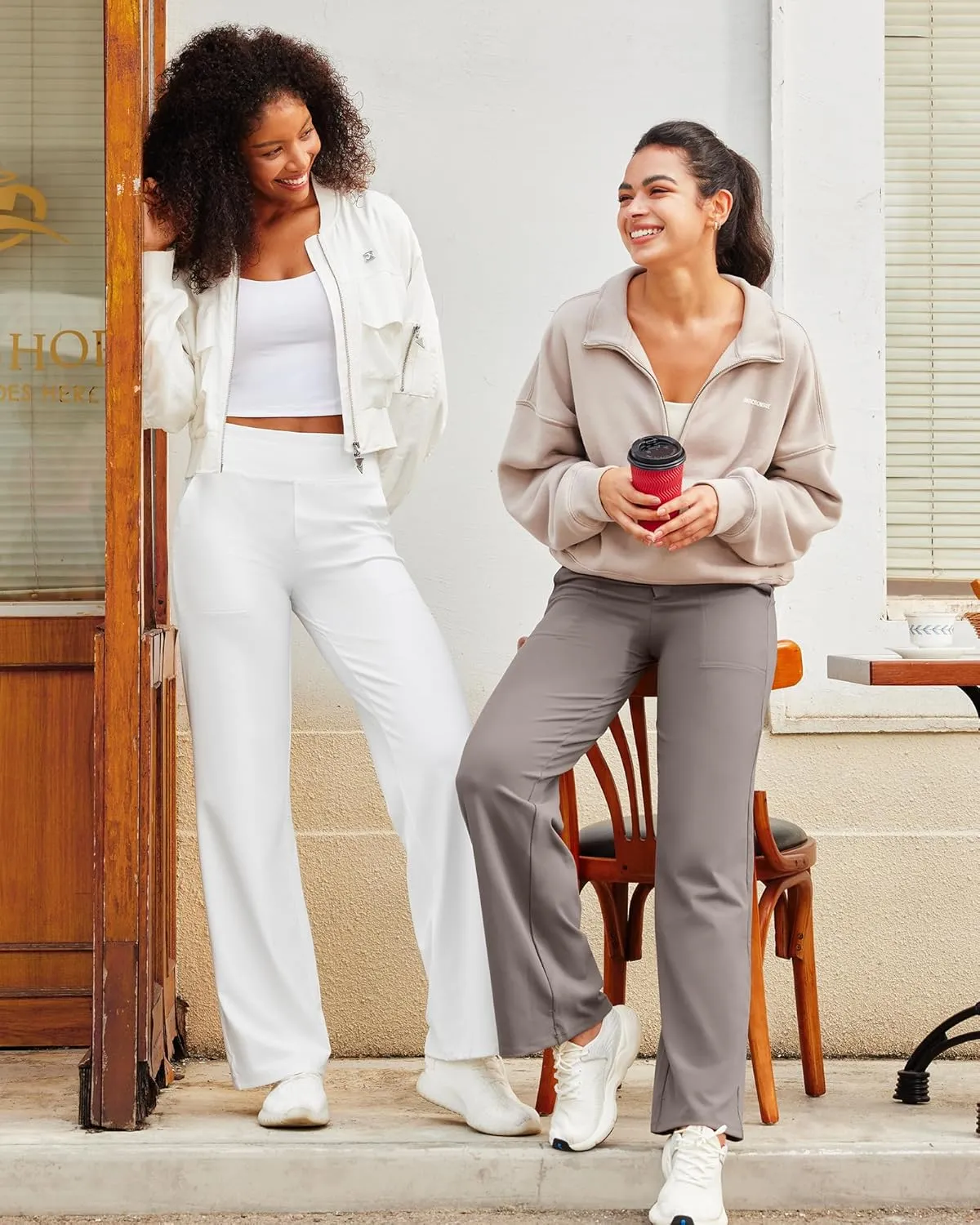G4Free Yoga Pants Women Wide Leg Pants with Pockets High Waist Stretch Dress Casual Sweatpants Petite/Regular/Tall