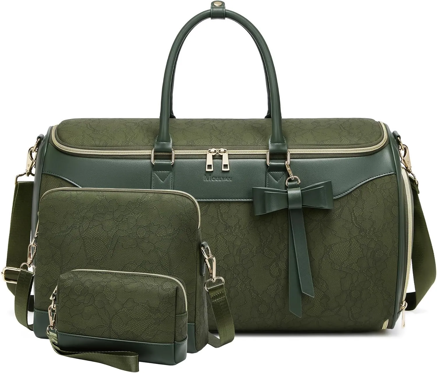 Garment Bags for Travel,Leather Convertible Garment Duffle Bag with Toiletry,Waterproof Carry On Garment Bag with Shoe Compartment,2 in 1 Suit Travel Bag for Women Weekender 3pcs Set