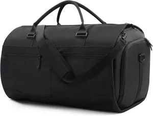 Garment Duffle Bag for Travel, Carry on Suit Bags with Shoe Compartment & Detachable Shoulder Strap, Travel 2 in 1 Convertible Garment Duffle Bag for Men WomenBlack