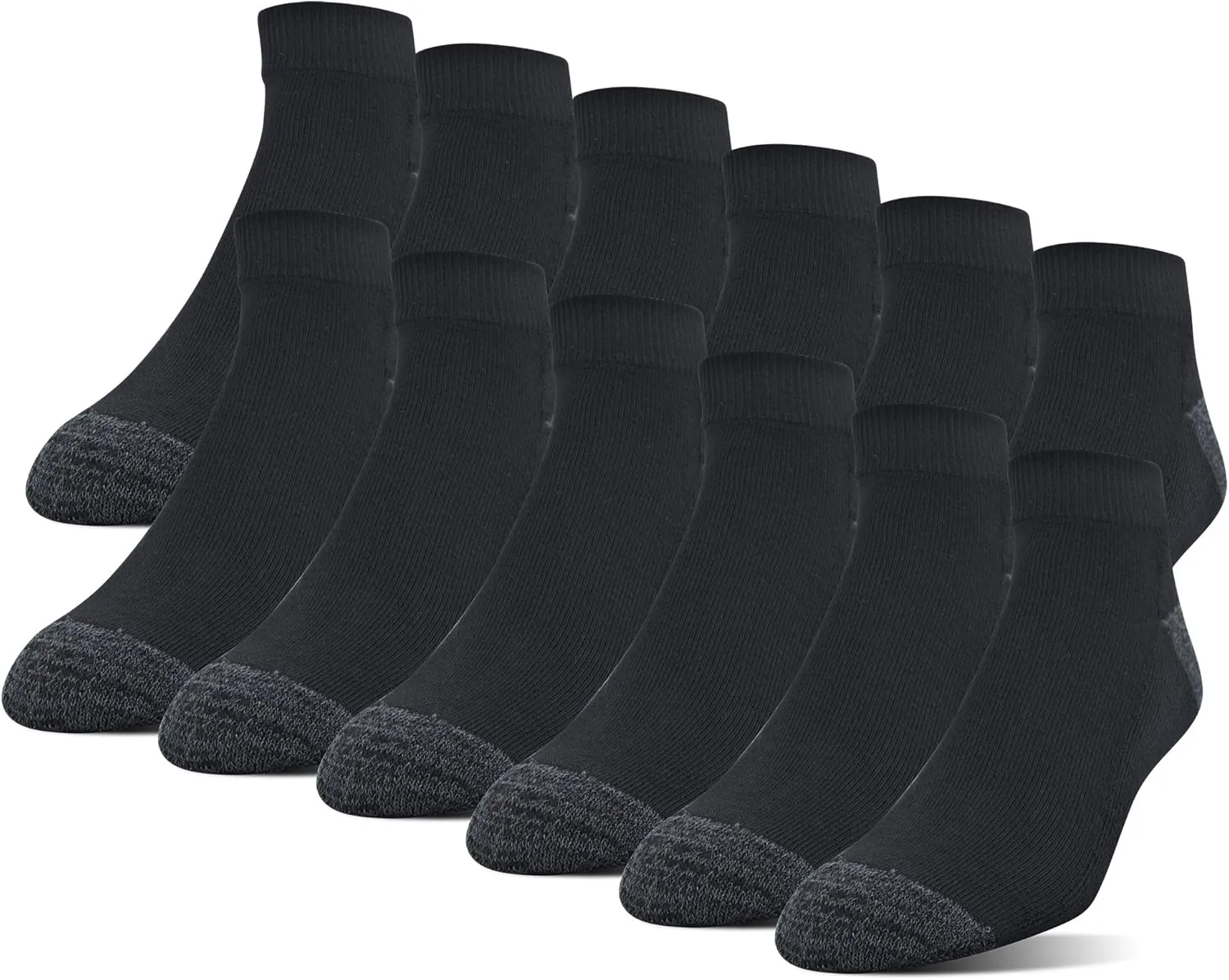 Gildan Men's Polyester Half Cushion Low Cut Socks, 12-pack