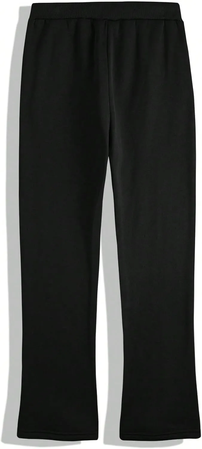GORGLITTER Men's Letter Graphic Drawstring Waist Pants Stacked Flared Cool Sweatpants with Pockets