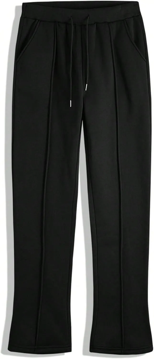 GORGLITTER Men's Letter Graphic Drawstring Waist Pants Stacked Flared Cool Sweatpants with Pockets