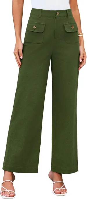 GRACE KARIN Women Wide Leg Pants High Waist Stretchy Pants Dressy Business Work Casual Trousers with Pockets