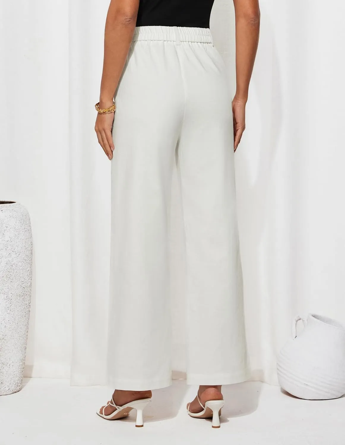 GRACE KARIN Women Wide Leg Pants High Waist Stretchy Pants Dressy Business Work Casual Trousers with Pockets