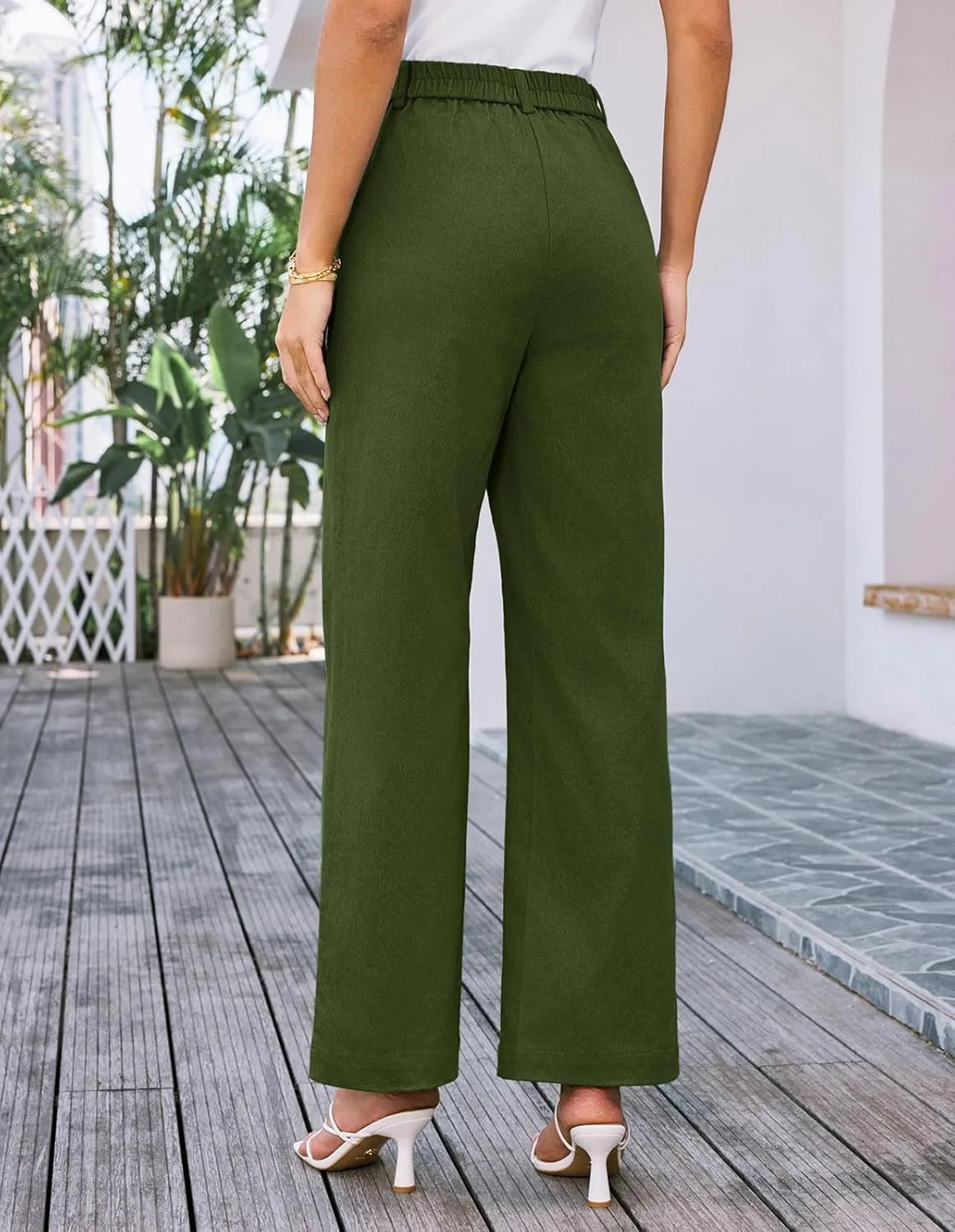 GRACE KARIN Women Wide Leg Pants High Waist Stretchy Pants Dressy Business Work Casual Trousers with Pockets