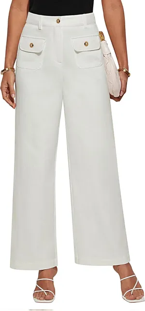 GRACE KARIN Women Wide Leg Pants High Waist Stretchy Pants Dressy Business Work Casual Trousers with Pockets