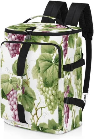 Grapes Purple Green Travel Backpack Carry On Flight Approved for Men Women, Lightweight Large Luggage Weekender Casual Daypack Backpacks for Traveling Airplane