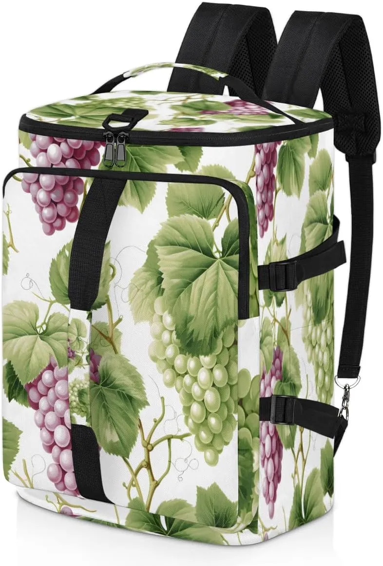 Grapes Purple Green Travel Backpack Carry On Flight Approved for Men Women, Lightweight Large Luggage Weekender Casual Daypack Backpacks for Traveling Airplane