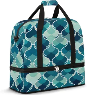 Green Painted Travel Duffel Bag for Women Men, Abstract Pattern Sports Gym Bag with Shoes Compartment Foldable Overnight Bag Weekender Tote Workout Carry On Luggage Bag
