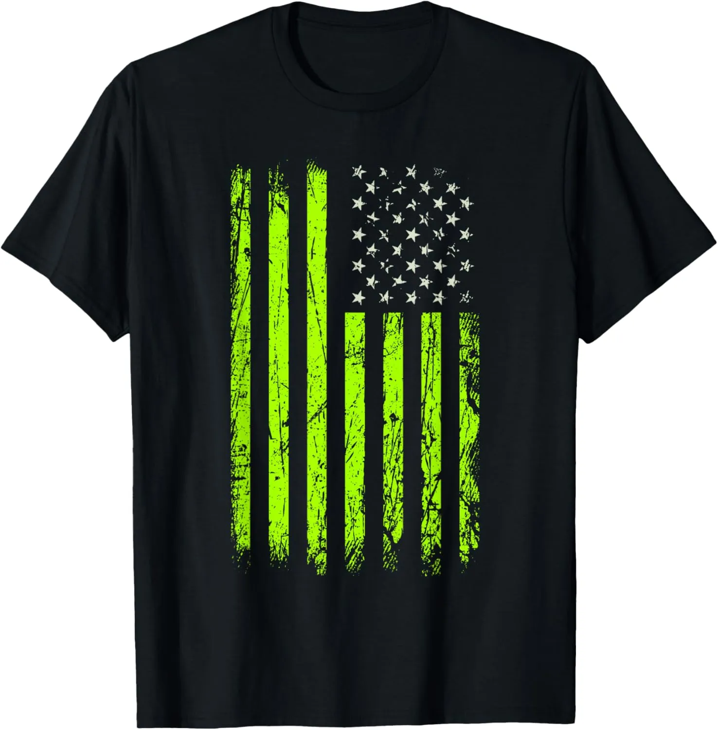 Green Stars & Stripes.American USA Flag Green Color Graphic T-Shirt