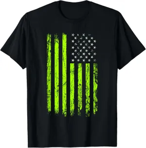 Green Stars & Stripes.American USA Flag Green Color Graphic T-Shirt