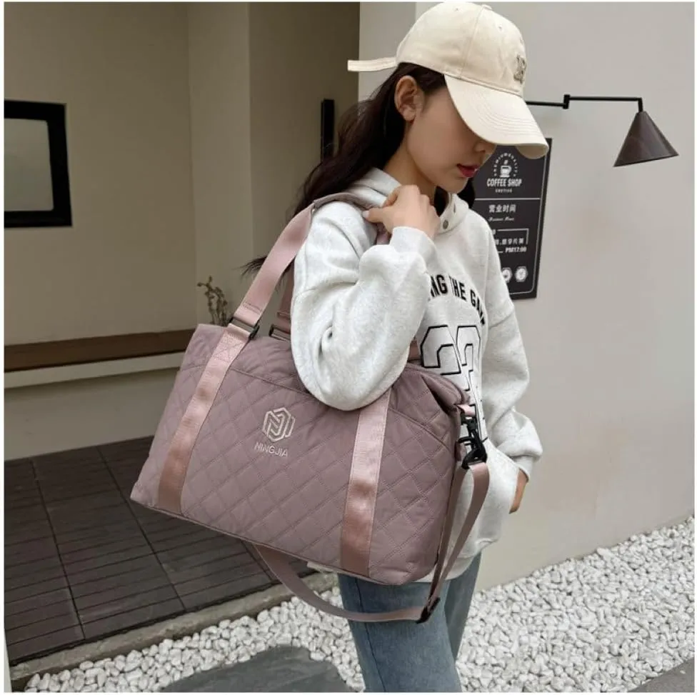 Gym Bag for Women,Sports Travel Duffel Bag, Weekender Overnight Bag with Wet Pocket and Shoes Compartment for Women, Travel,Workout,Gym, Yoga 1108 (Cameo Brown)