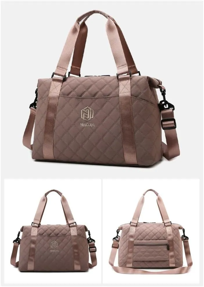 Gym Bag for Women,Sports Travel Duffel Bag, Weekender Overnight Bag with Wet Pocket and Shoes Compartment for Women, Travel,Workout,Gym, Yoga 1108 (Deep Cameo Brown)