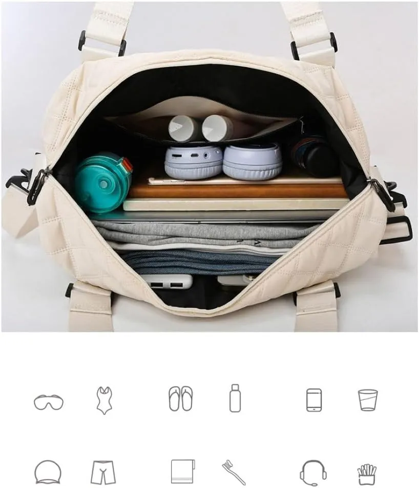 Gym Bag for Women,Sports Travel Duffel Bag, Weekender Overnight Bag with Wet Pocket and Shoes Compartment for Women, Travel,Workout,Gym, Yoga 1108 (Deep Cameo Brown)