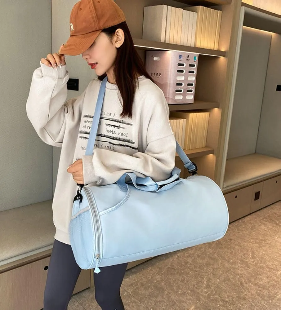 Gym Bag for Women,Sports Travel Duffel Bag, Weekender Overnight Bag with Wet Pocket and Shoes Compartment for Women, Travel,Workout,Gym, Yoga 632 (Sky Blue)