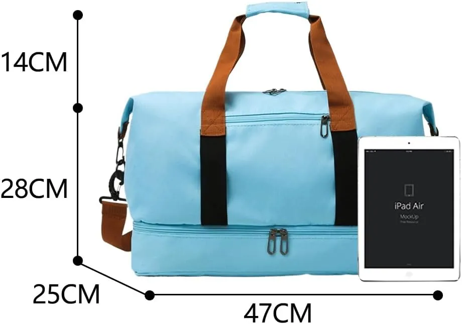 Gym Bag for Women,Sports Travel Duffel Bag, Weekender Overnight Bag with Wet Pocket and Shoes Compartment for Women, Travel,Workout,Gym, Yoga 8100 (Sky Blue)