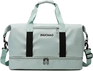 Gym Bag for Women,Sports Travel Duffel Bag, Weekender Overnight Bag with Wet Pocket and Shoes Compartment for Women, Travel,Workout,Gym, Yoga 915 (Light Green)