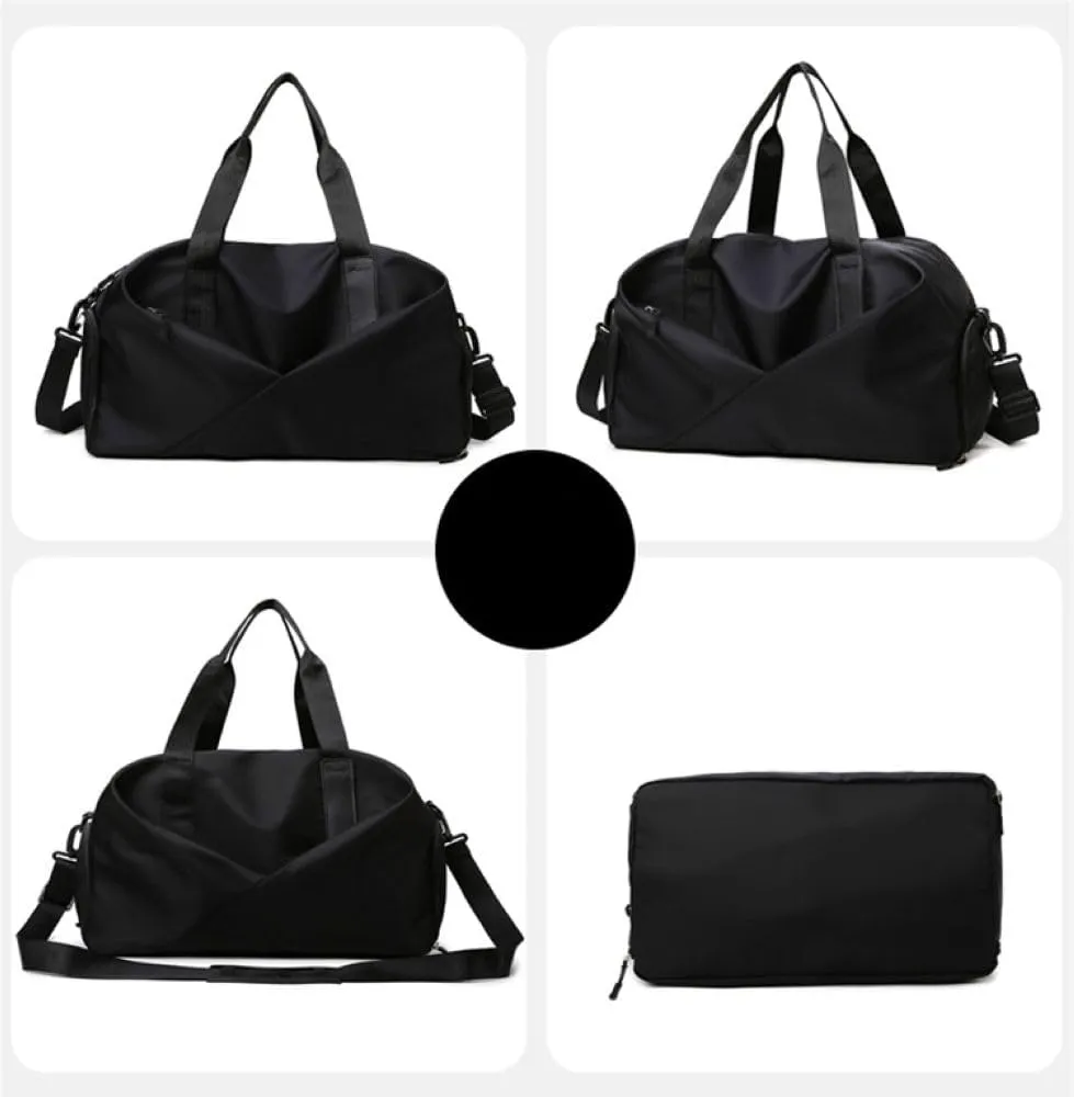 Gym Bag for Women,Sports Travel Duffel Bag, Weekender Overnight Bag with Wet Pocket and Shoes Compartment for Women, Travel,Workout,Gym, Yoga zmn&8625-1 (Black)