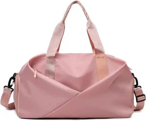 Gym Bag for Women,Sports Travel Duffel Bag, Weekender Overnight Bag with Wet Pocket and Shoes Compartment for Women, Travel,Workout,Gym, Yoga zmn&8625-1 (Pink)