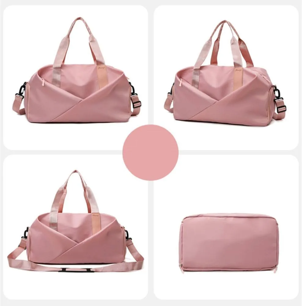 Gym Bag for Women,Sports Travel Duffel Bag, Weekender Overnight Bag with Wet Pocket and Shoes Compartment for Women, Travel,Workout,Gym, Yoga zmn&8625-1 (Pink)