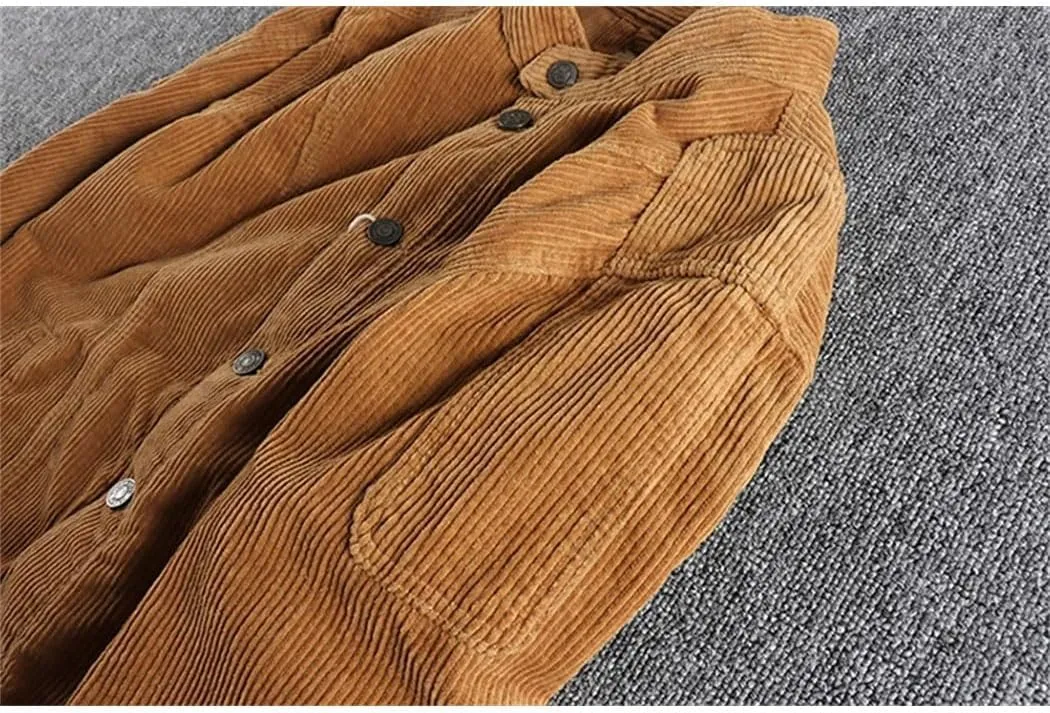 Haitpant Khaki Retro Motorcycle Style Washed Corduroy Jacket Man Slim-Fit Short Youth Coat
