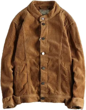 Haitpant Khaki Retro Motorcycle Style Washed Corduroy Jacket Man Slim-Fit Short Youth Coat
