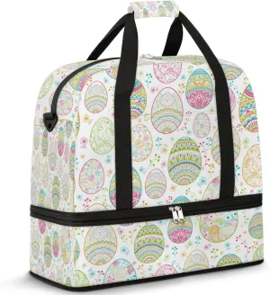 Happy Easter Eggs Travel Duffle Bag Durable Weekender Bag with Shoes Compartment Lightweight Overnight Bag Sports Dance Gym Tote Bag for Women and Men Carry on Luggage