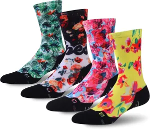 HUSO Unisex Funky Digital Printed Athletic Crew Hiking Cycling Socks 4 Pairs