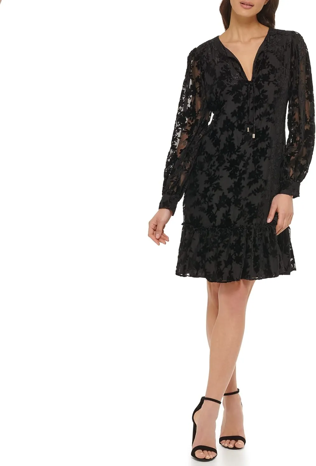 kensie Women's Balloon Sleeve Lace Mini Dress
